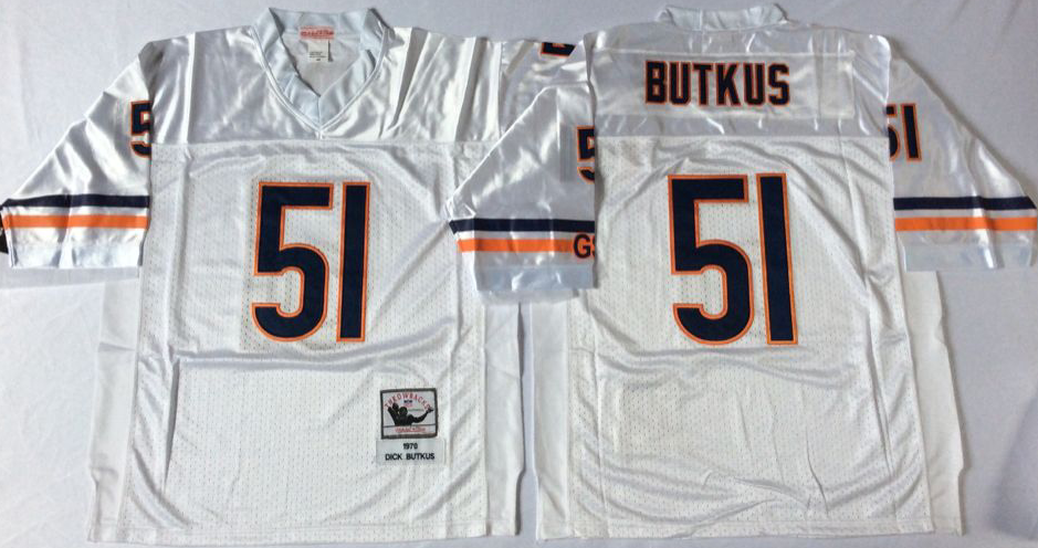 Men NFL Chicago Bears #51 Butkus white style2 Mitchell Ness jerseys
